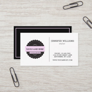 Modern Minimal Black Pink Business Logo Card