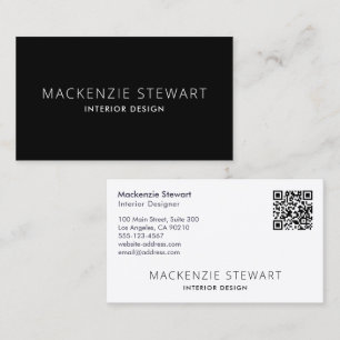 Modern Minimal Black Professional QR Code Business Card