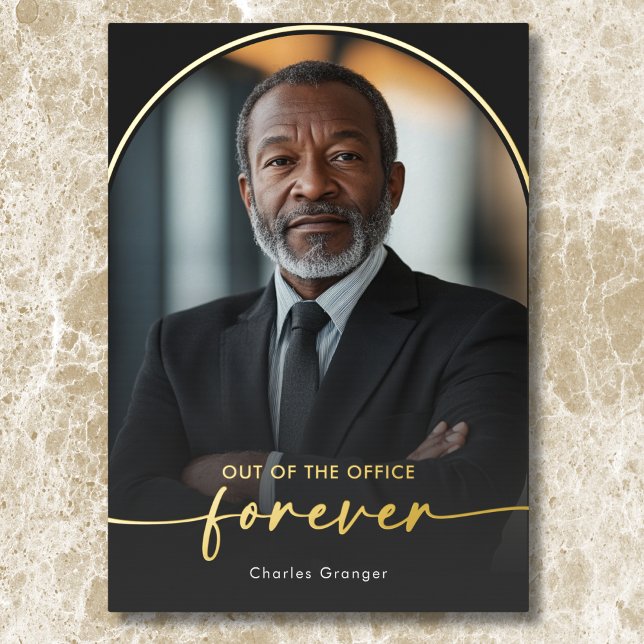 Modern Minimal Black Retirement Party (Modern Minimal Black Retirement Party Foil Invitation)