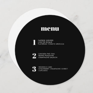 Modern Minimal Black Round Circle Wedding Menu