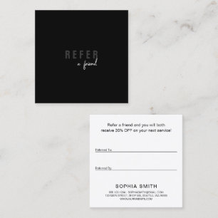 Modern Minimal Black Simple Customer Referral Card