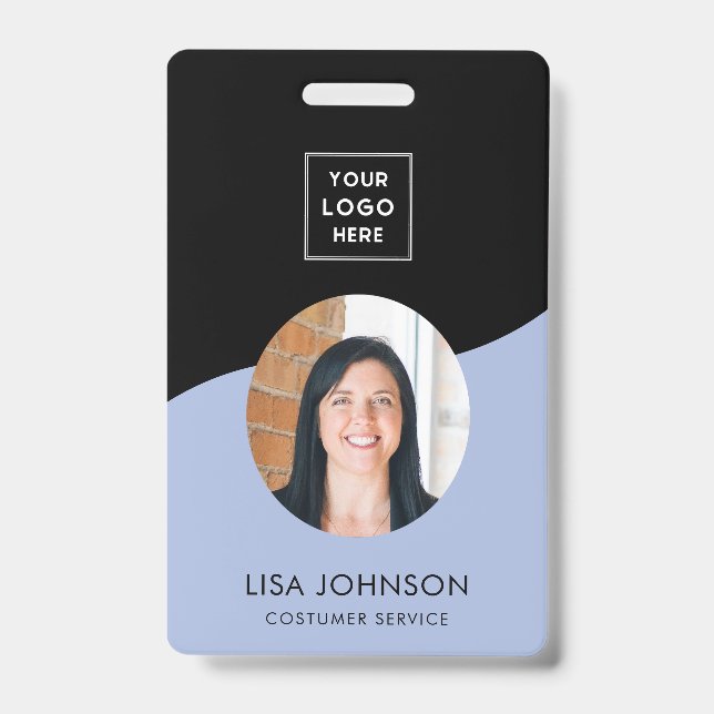 Modern Minimal Black Staff QR Code Badge ID Badge (Front)