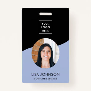 Modern Minimal Black Staff QR Code Badge ID Badge