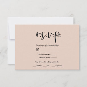 Modern Minimal Black Type ANY COLOR Wedding RSVP Card