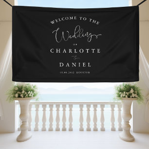 Modern, minimal, black wedding banner