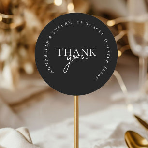Modern, Minimal, Black, Wedding Classic Round Sticker