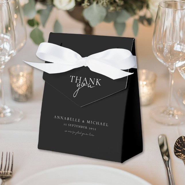 Modern, Minimal, Black, Wedding Favour Box (Modern, Minimal, Black-White, Wedding Favor Boxes)