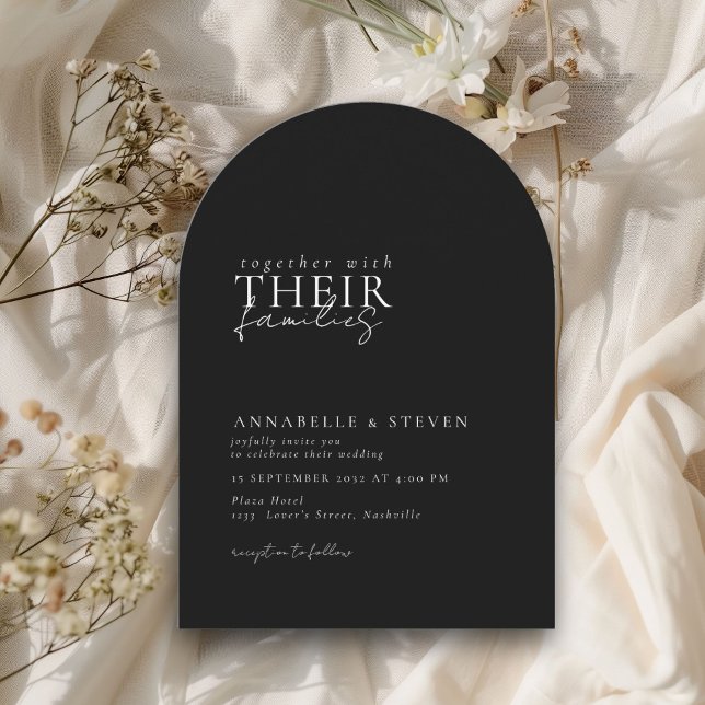 Modern, Minimal, Black, Wedding Invitation (Modern, Minimal, Black, Arch Wedding Invitation)