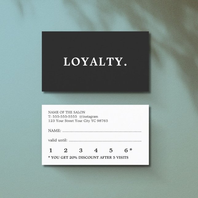 Modern Minimal Black White Beauty  Loyalty Card (Creator Uploaded)