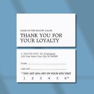 Modern Minimal Black White Beauty Loyalty Card
