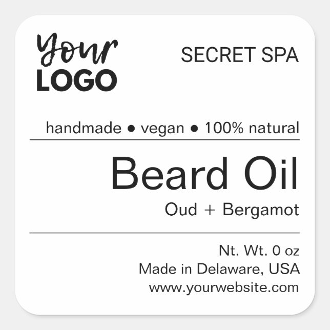 Modern Minimal Black & White Beauty Product Label (Front)