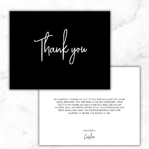 Modern Minimal  Black White Custom Small Business Thank You Card