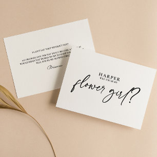 Modern Minimal Black White Flower Girl Proposal