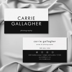 Modern Minimal Black White Geometric Monogram Business Card