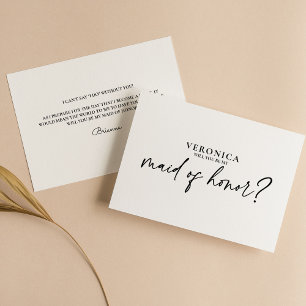 Modern Minimal Black White Maid of Honour Proposal