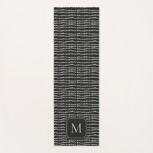 Modern Minimal Black & White Polka Dot Monogrammed Yoga Mat