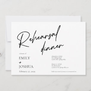 Modern Minimal Black White Rehearsal Dinner Invitation