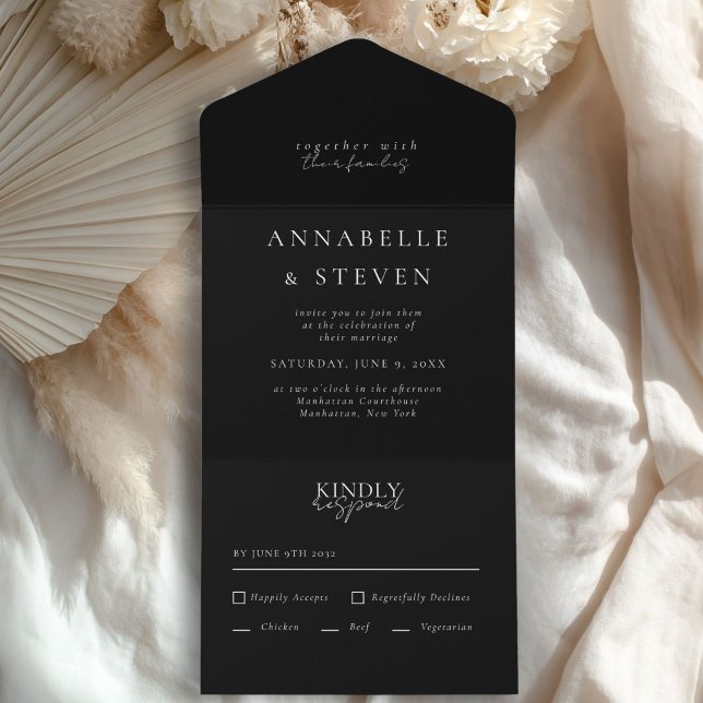 Modern, Minimal, Black & White, Wedding All In One Invitation (Modern, Minimal, Black & White, Wedding All In One Invitation)