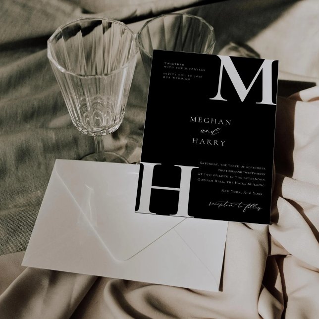Modern Minimal Black & White Wedding Invite Design (Creator Uploaded)