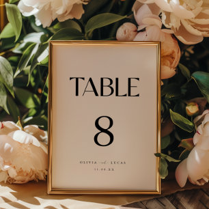 Modern & Minimal Black & White Wedding Table Number