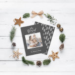 Modern minimal blessed Christmas rustic photo Holiday Card<br><div class="desc">Modern minimal blessed Christmas rustic stylish photo holiday card. With modern hand drawn text and trees. Backer color can be customized.</div>