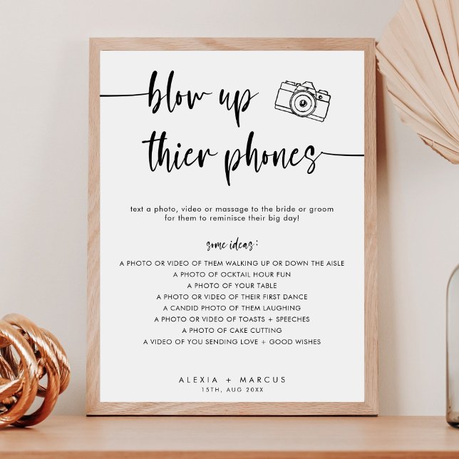 Modern Minimal Blow Up Their Phones Wedding Sign (Creator Uploaded)