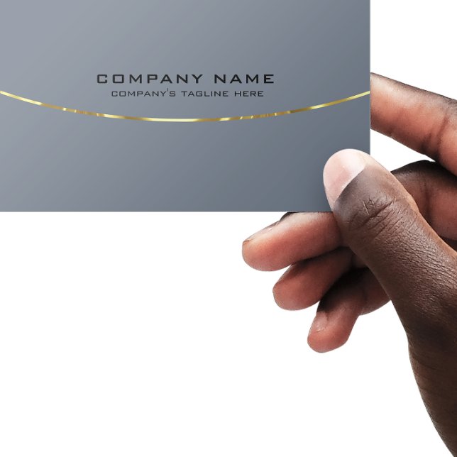 Modern Minimal Blue Grey Gold Stripe Business Card (Creator Uploaded)