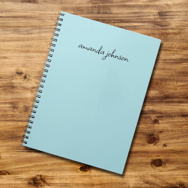 Modern Minimal Blue Monogram Add Full Name Notebook (Creator Uploaded)