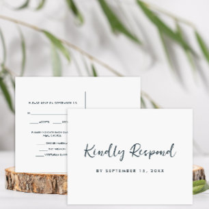 Modern Minimal Blue Rsvp Trendy Script Meal Choice Invitation Postcard