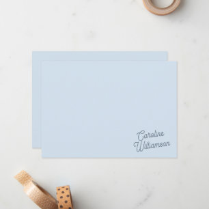Modern Minimal Blue Script Personalised Stationery Card