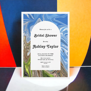 Modern Minimal Blue Sky Abstract Bridal Shower Invitation