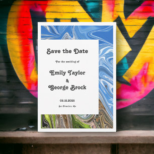 Modern Minimal Blue Sky Whimsical Abstract Wedding Save The Date