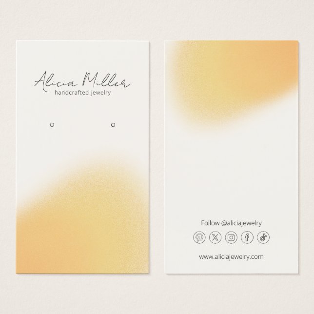 Modern Minimal Blur Yellow Earrings Display Card (Front & Back)