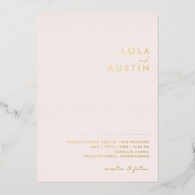 Modern Minimal Blush And Gold Casual Wedding Real (Front)