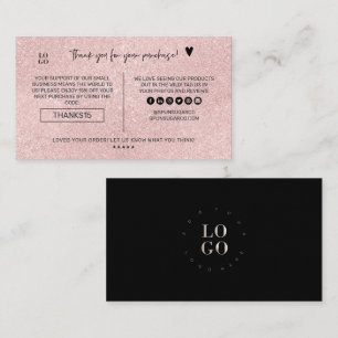 Modern Minimal Blush Glitter Business Thank You Card