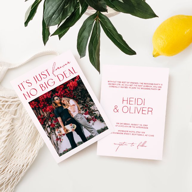 Modern Minimal Blush Pink Digital Photo Wedding In Invitation (Creator Uploaded)