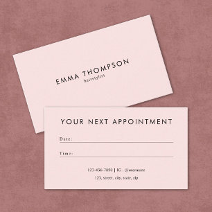 Modern Minimal Blush Pink Hair stylist Appointment Card