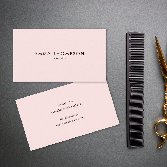 Modern Minimal Blush Pink Hairstylist Business Card (Creator Uploaded)