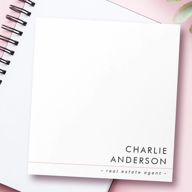 Modern minimal blush pink line white professional notepad (Modern minimal blush pink line white professional notepad)