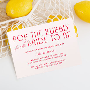Modern Minimal Blush Pink & Magenta Bridal Shower Invitation