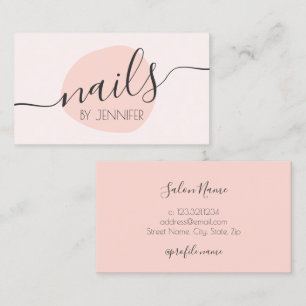 Modern minimal blush pink nails business card