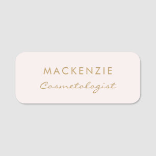 Modern Minimal Blush Pink Professional Employee Name Tag