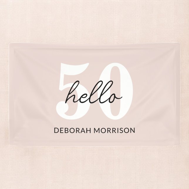 Modern Minimal Blush Pink Typography 50th birthday Banner (Creator Uploaded)