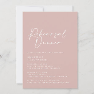 Modern Minimal blush pink Wedding Rehearsal Dinner Invitation