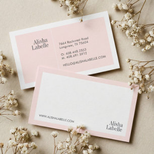 Modern Minimal Blush Pink & White Typographic Business Card
