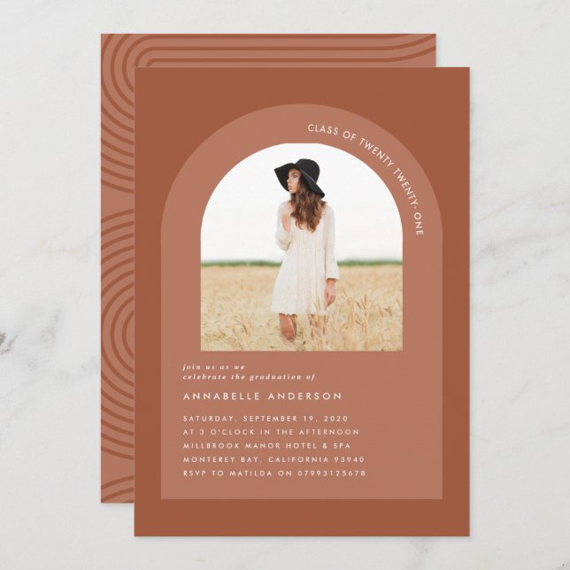 Modern minimal bohemian terracotta geometric photo (Front/Back)