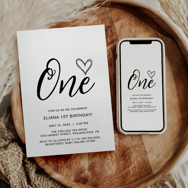 Modern Minimal Boho 1st Birthday Invitation (Creator Uploaded)