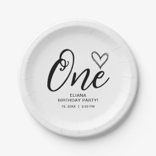 Modern Minimal Boho 1st Birthday Paper Plate