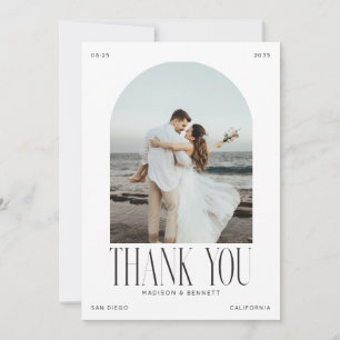Modern Minimal Boho Arch Wedding Thank You Card