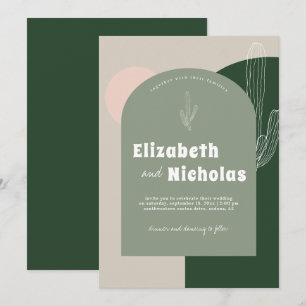 Modern Minimal Boho Desert Cactus Green Invitation